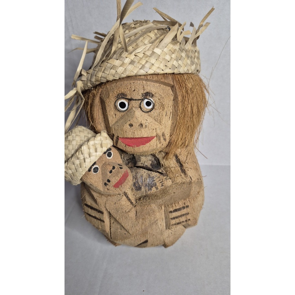 Coconut Monkey Bank  Brown Handcrafted‎ Folk Art - Picture 8 of 8